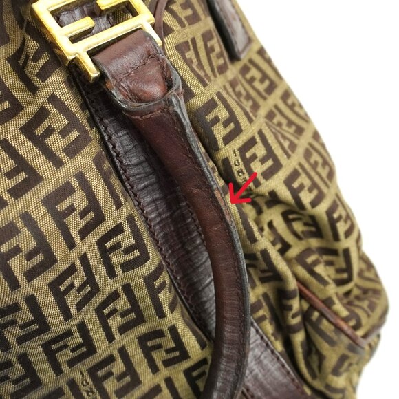 Preowned Fendi Women's Canvas Zucchino Boston Travel Bag In Beige & Brown - Picture 12 of 14